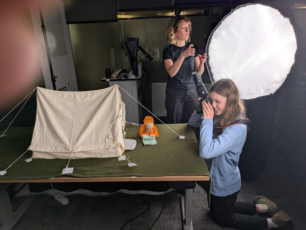 Oakapple's tent constructed and explained by her son, photographed by Georgina