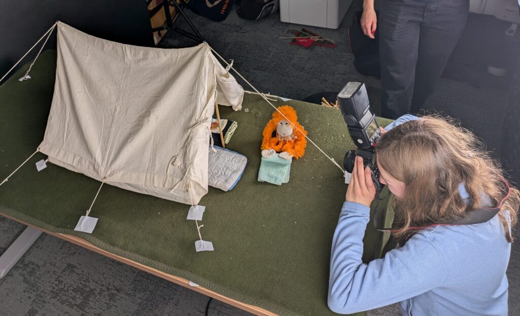 Photographing a model tent