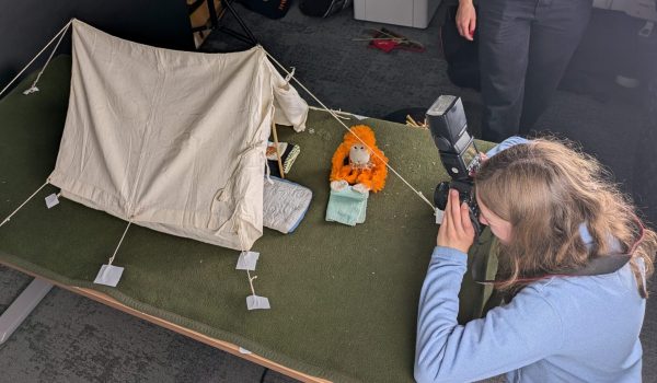 Photographing a model tent
